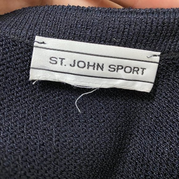 St. John Black Wool Blend Knit Belted Sheath Dress - Picture 9 of 11